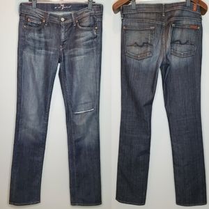 Like New! 7FAM | Straight Leg Gray Blue Dark Wash